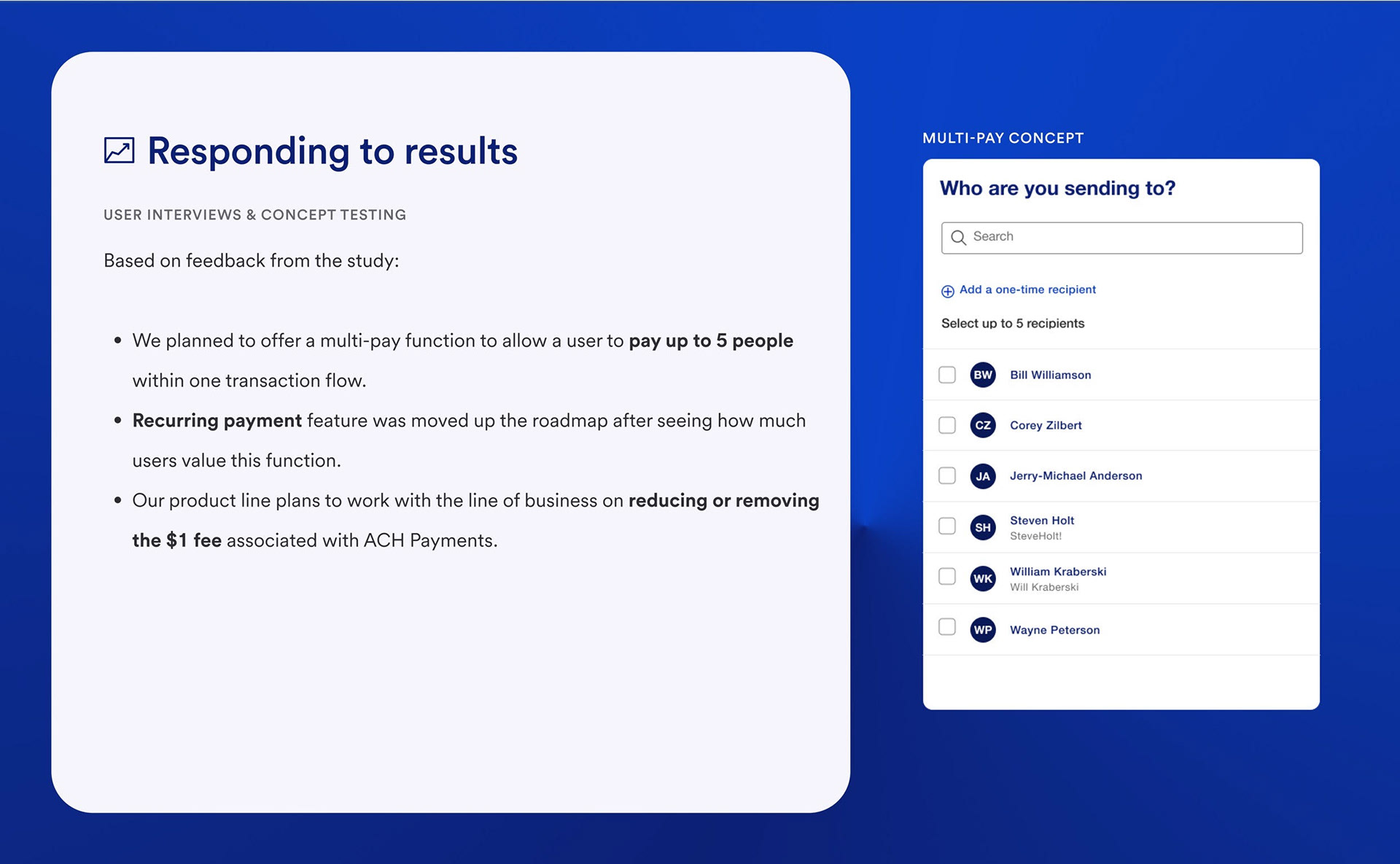 Responding to results — multi-pay concept UI