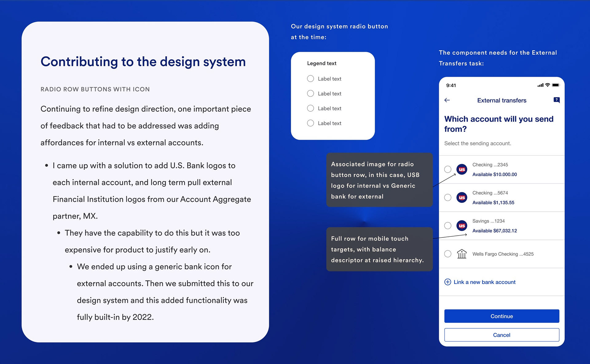 Design system contribution — radio row with icon component